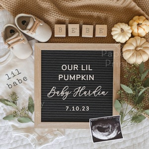 Digital Fall Pregnancy Announcement for Social Media, Edit-Yourself Pregnancy Announcement Digital File, Gender Neutral Baby Announcement