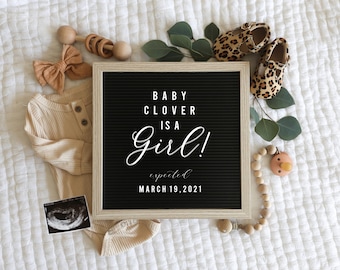 Edit-yourself Baby Girl Announcement for Social Media, Pregnancy Announcement digital file, baby announcement, it's a girl