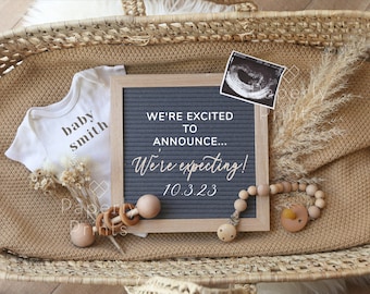 Digital Neutral Pregnancy Announcement for Social Media, Baby Announcement digital file, Modern baby announcement, gender neutral, boho