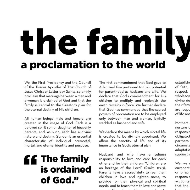 The Family Proclamation Printable Three Sizes Included: 11x14 | Etsy