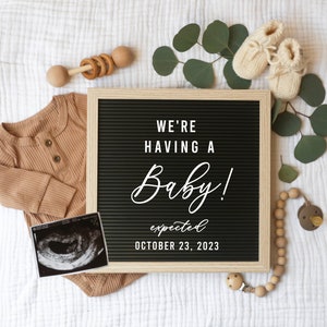 Edit-Yourself Pregnancy Announcement for Social Media, Gender Neutral Baby Announcement Letter board, Digital File, Baby Announcement