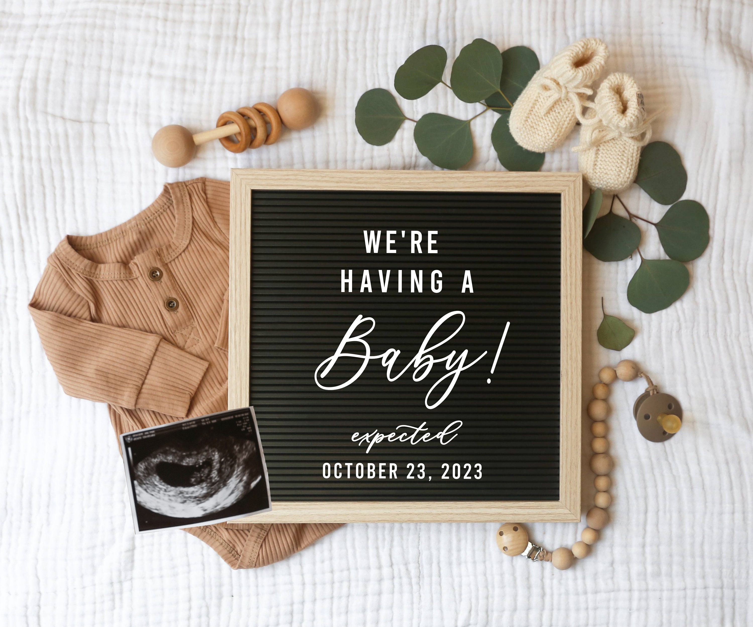 Edit-Yourself Pregnancy Announcement for Social Media, Gender Neutral Baby  Announcement Letter board, Digital File, Baby Announcement