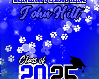 Faixa de formatura da turma de 2025 - 5 modelos editáveis 8x8 Canva para download digital