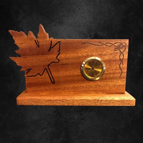Wood Clock Mantel Small Desk Wooden Oak Handmade