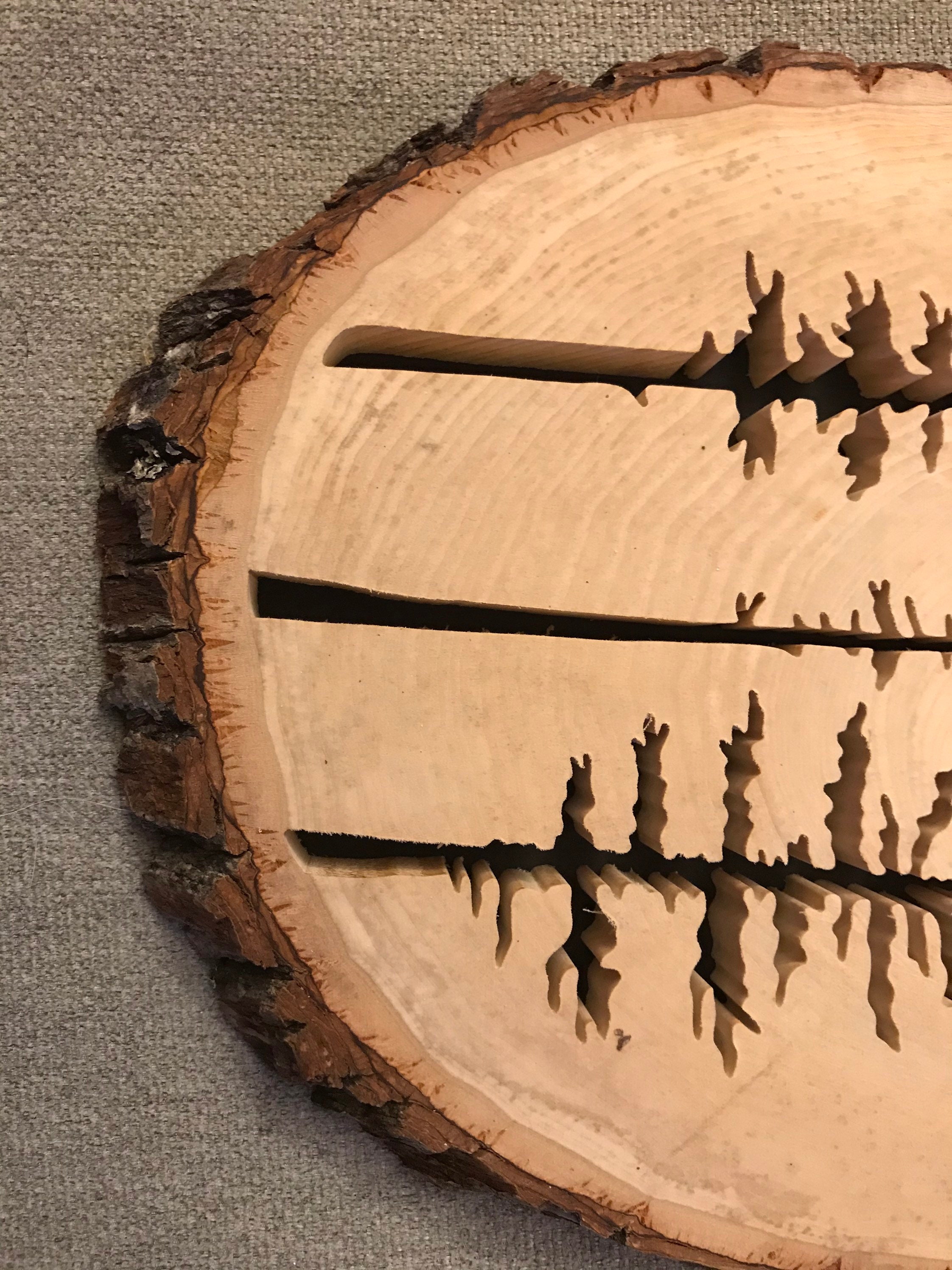 Pine tree carving wooden live edge basswood handmade Etsy