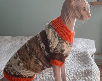 Clothes for Sphinx. Knitted sweater for cats. Cat clothes. Sphynx. Clothes for cat. Handmade knitted, dress for cats