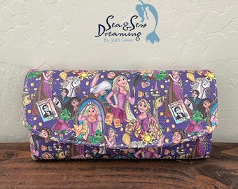 Princess Tangled Rapunzel handmade zipper fabric coin change purse card holder