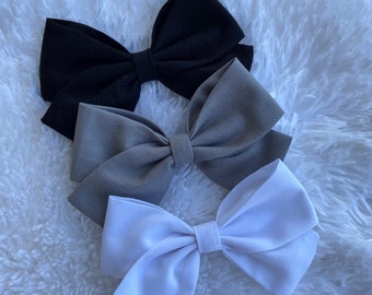 Handmade Cotton Baby Bow Headband, Neutral Baby Hair Bow Clip, Schoolgirl Bow for Toddler Girls, Soft Nylon Headband Gift