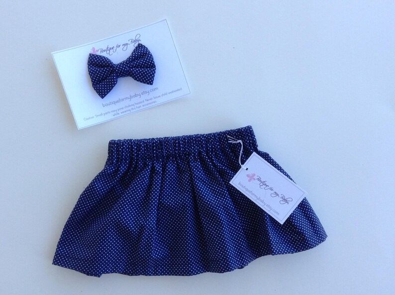 Bow Headwrap Baby Headwrap Navy blue skirt Headwrap Big Bow Hair Bow White and blue skirt Skirt Baby Skirt Polka dot Toddler Skirt