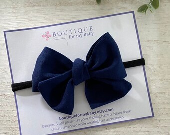 Classic Knot Bow, Knot Hair Bow, Knot Headband, Bow Headband, Tie Knot Headband, Girl, kids, toddlers hair accessory, Navy Blue Knot Bow