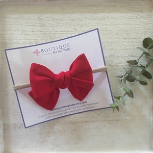 Red Classic Knot Bow, Knot Hair Bow, Knot Headband, Bow Headband, Tie Knot Headband, Girl, kids, toddlers hair accessory, Red Knot Bow afbeelding 1