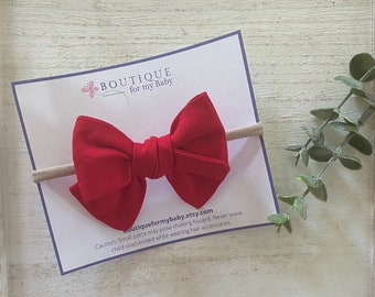Red Classic Knot Bow, Knot Hair Bow, Knot Headband, Bow Headband, Tie Knot Headband, Girl, kids, toddlers hair accessory, Red Knot Bow