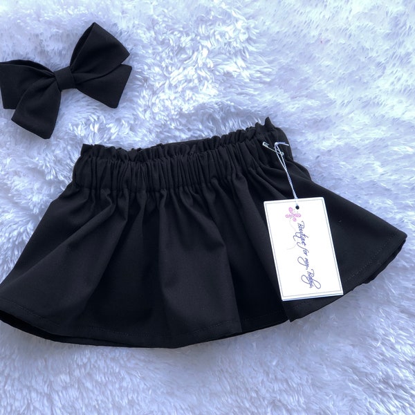 Black skirt, Baby Skirt, Toddler Skirt, Baby Girl Outfit, Skirt, Hair Bow, Girl Skirt, Sailor Bow, Head bow, Bow, Hair Bow, Bow Clip