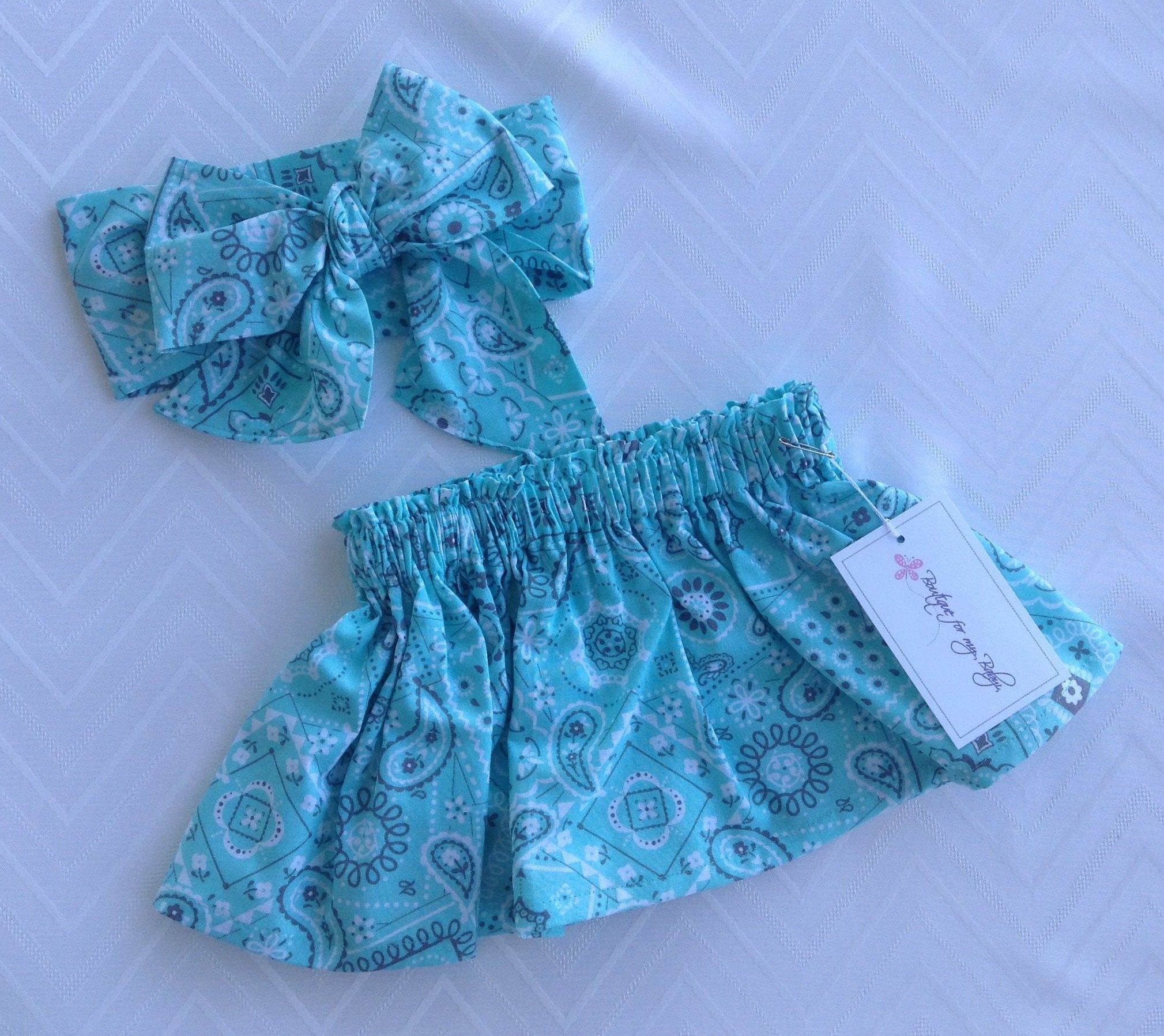 Baby Bandana Skirt Set: Cotton Cowgirl Outfit with Bow