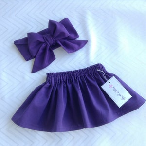 Purple Skirt, Purple headwrap, Baby Skirt, Toddler Skirt, Baby Girl Outfit, Skirt, Bow, Baby Headwrap, Hair Bow, Headwrap, Sailor Bow