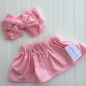 Pink skirt, Pink Headwrap, Baby Skirt, Toddler Skirt, Baby Girl Outfit, Skirt, Bow Headwrap, Baby Headwrap, Hair Bow, Headwrap, Big Bow