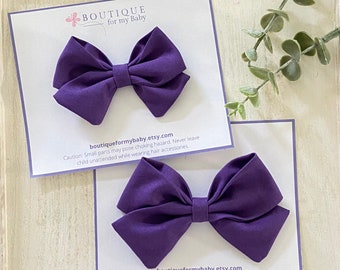 Purple Sailor Bow, Sailor Bow Headband or Clip, Little girl bows, Girls Fabric Bow Headband or Clip, Bow Hair Clip, Bow Headband
