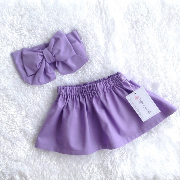 Purple skirt, Purple Headwrap, Baby Skirt, Toddler Skirt, Baby Girl Outfit, Skirt, Bow Headwrap, Sailor bow, Baby Headwrap, Big Bow