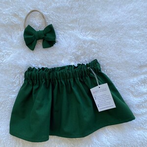 Green Baby Skirt, Toddler Skirt, Baby Girl Outfit, Hair Bow, Girl Skirt, Knot Hair Bow, Knot Headband, Bow Headband, Green Knot Bow, Skirt
