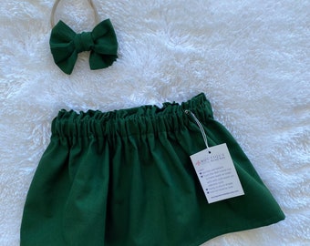 Green Baby Skirt, Toddler Skirt, Baby Girl Outfit, Hair Bow, Girl Skirt, Knot Hair Bow, Knot Headband, Bow Headband, Green Knot Bow, Skirt