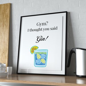 Dorm Room Decor, Wall Print Wall Art, Kitchen Sign, Cocktails Print, Kitchen Decor, Gin Lover Gift, Bar Sign, Kitchen Wall Art