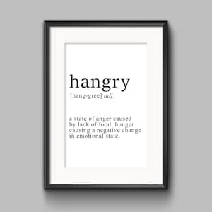 Kitchen Decor Ideas, Funny Kitchen Prints, Hangry Sign, Hangry Print, Hangry Download, Hangry Poster, Kitchen Wall Decor, Kitchen Decor