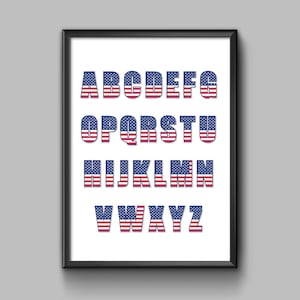 American Flag Poster, ABC Poster, Kids Room Decor, Veterans Gift, Memorial Day Decor, Memorial Day Decorations, Independence Day Decor