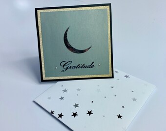 Moon and Stars Themed Greeting Card // Gratitude or Happy Birthday