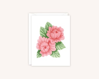 Peony Vignette Greeting Card | Peony Notecard | Peony Watercolor Card | Floral Notecard