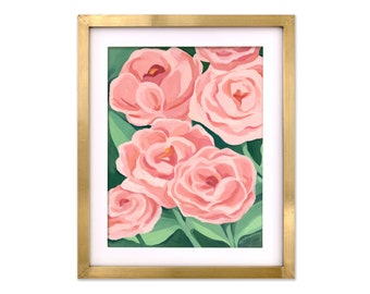 Pink Peony Print | Colorful Peony Painting | Peony Nursery Art | Pink Floral Wall Art