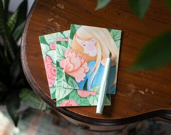 Peony Garden Card Set | Floral Notecards | Pastel Flower Greeting Cards | Pretty Birthday Cards