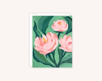 Peonies Greeting Card | Floral Notecard | Pastel Flower Greeting Card | Pretty Greeting Card