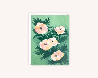 Anemones Greeting Card | Floral Notecard | Pastel Flower Card | Pink Flowers Greeting Card