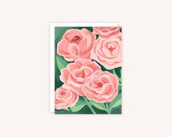 Peonies Card | Floral Notecard | Pastel Flower Greeting Card | Pretty Greeting Card