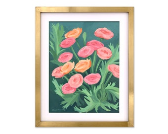 Ranunculus Painting | Pink Floral Print | Pink Flower Painting | Colorful Nursery Art