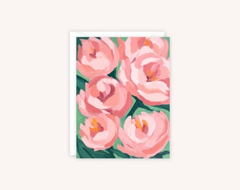 Peonies Notecard | Floral Notecard | Pastel Flower Greeting Card | Pretty Birthday Card