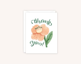 Thank You Peony Greeting Card | Peony Notecard | Peony Watercolor Card | Floral Notecard