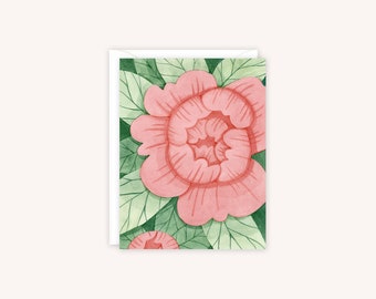 Morning Peony Greeting Card | Peony Notecard | Peony Watercolor Card | Floral Notecard