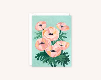 Anemones Greeting Card | Floral Notecard | Pastel Flower Greeting Card | Pretty Greeting Card