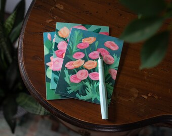 Lovely Blooms Card Set | Floral Notecards | Pastel Flower Greeting Cards | Pretty Birthday Cards