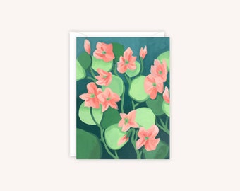 Nasturtiums Greeting Card | Floral Notecard | Pastel Flower Card | Pretty Greeting Card