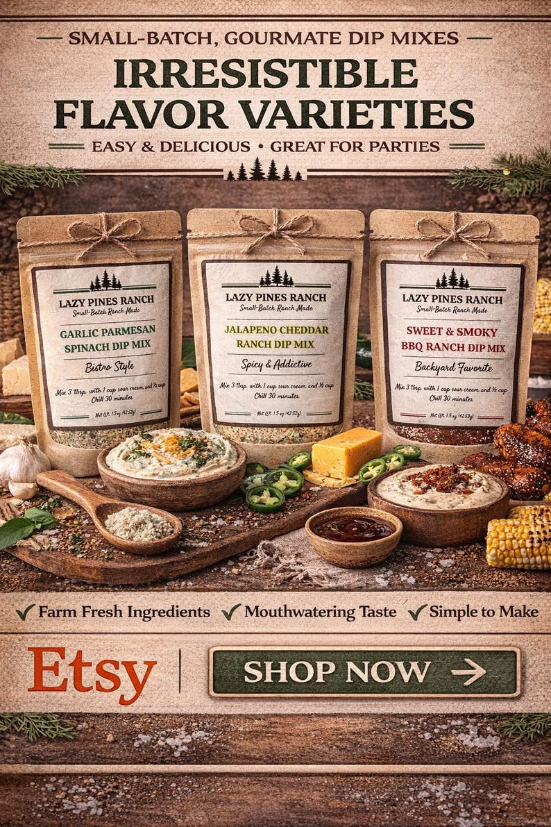 Farmhouse Dip Mix, Small-batch Seasoning, Lazy Pines Ranch - Etsy