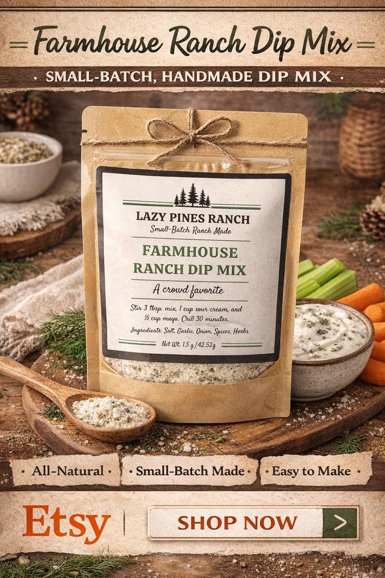 Farmhouse Dip Mix, Small-batch Seasoning, Lazy Pines Ranch - Etsy