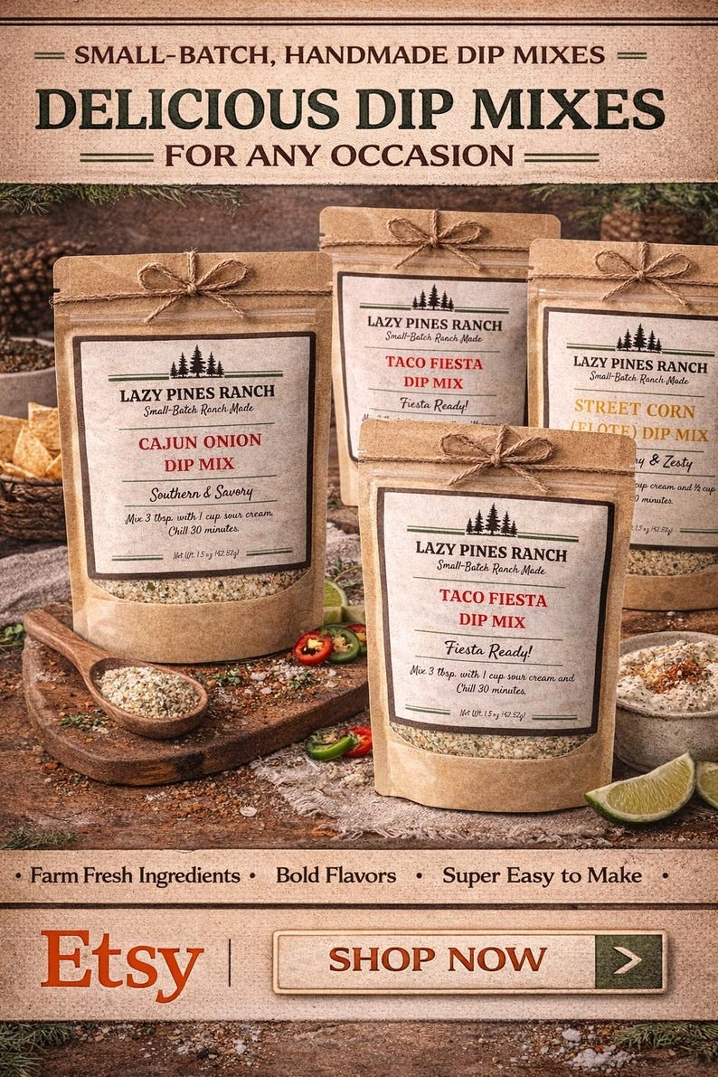 Farmhouse Dip Mix, Small-batch Seasoning, Lazy Pines Ranch - Etsy