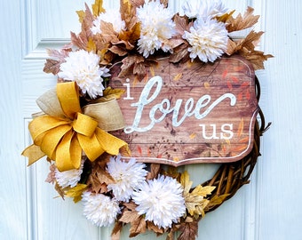 Fall Wreath for your door, Fall Decor, Welcome Fall Wreath, Pumpkin Wreath, Pumpkin Decor, Thanksgiving Wreath, Thanksgiving Decor