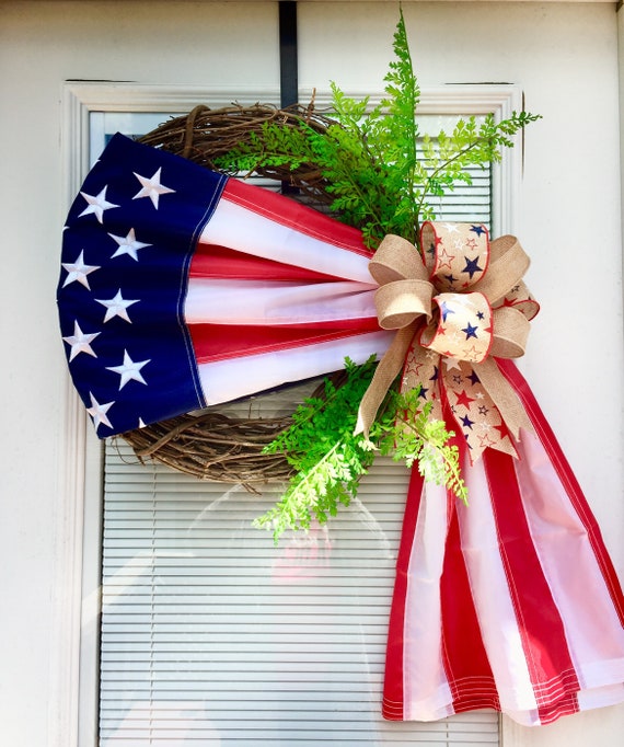 Patriotic Wreath For Front Door Patriotic Grapevine Wreath Etsy