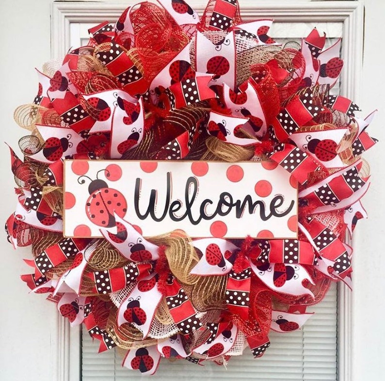 Spring Wreath Deco Mesh Everyday Wreath Summer Wreath Ladybug Deco Mesh Wreath Deco Mesh Wreath for your front door Ladybug Wreath