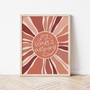 Printable Christian Wall Art; Psalm 30:5; Joy Comes in the Morning; Bible Verse Graphic Illustration