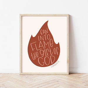 Printable Christian Wall Art; 2 Timothy 1:6; Gift of God; Bible Verse Graphic Illustration