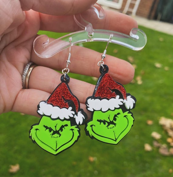 Orecchini Pendenti A Tema Grinch Per Natale - Design A Cartone Animato In Lega Verde - Regalo Divertente Per Donne E Ragazze - 3